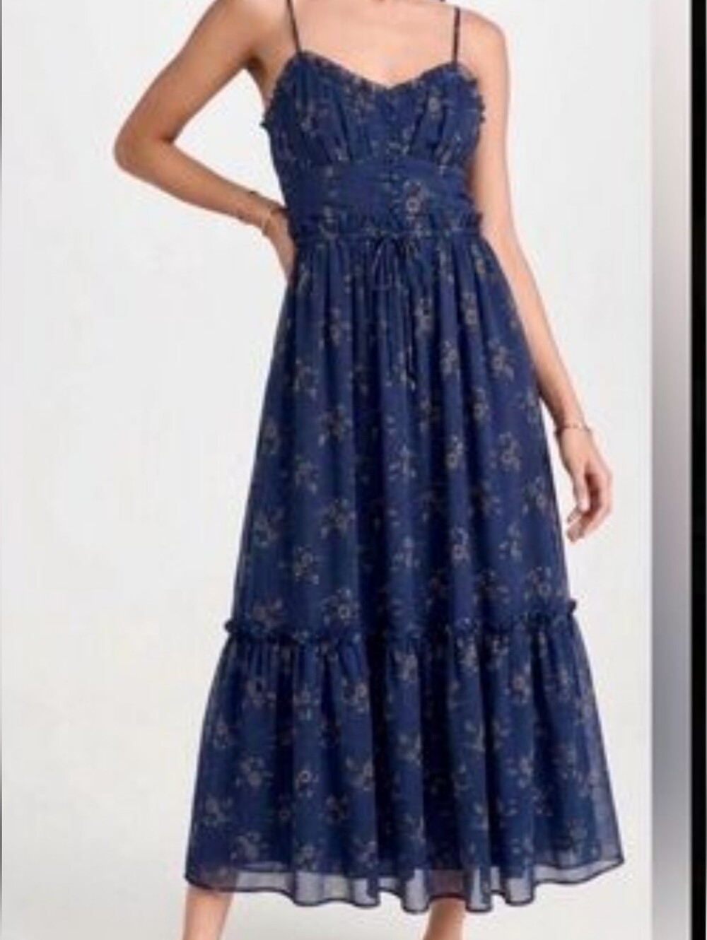 Patron Of Piece Floral Navy Maxi Dress with Spaghetti Straps Size S